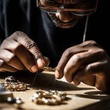 Jeweler hand-finishing a bespoke piece at the bench